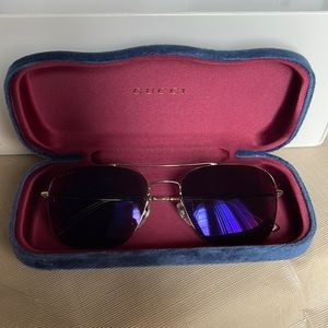 GUCCI womens sunglasses aviator style purple/blue tint
